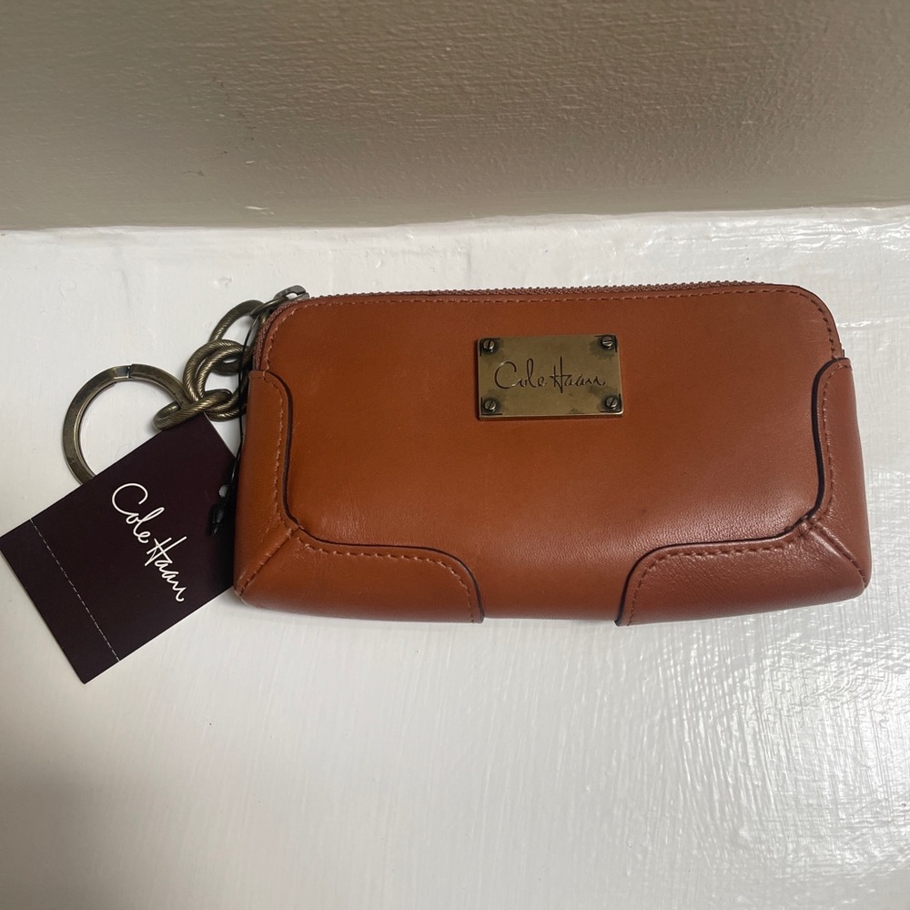 NWT Cole Haan Card Case with Key Chain British Tan